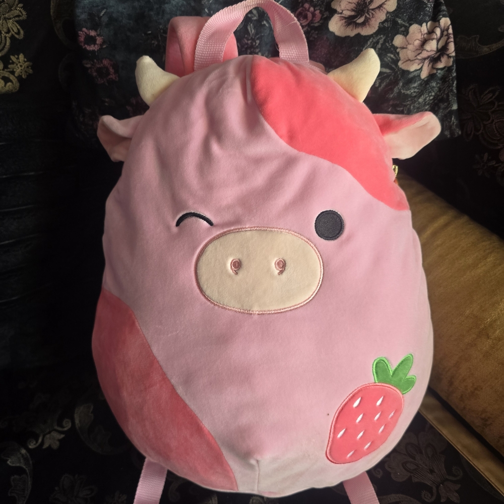 Pink Cow Plush Backpack for Kids